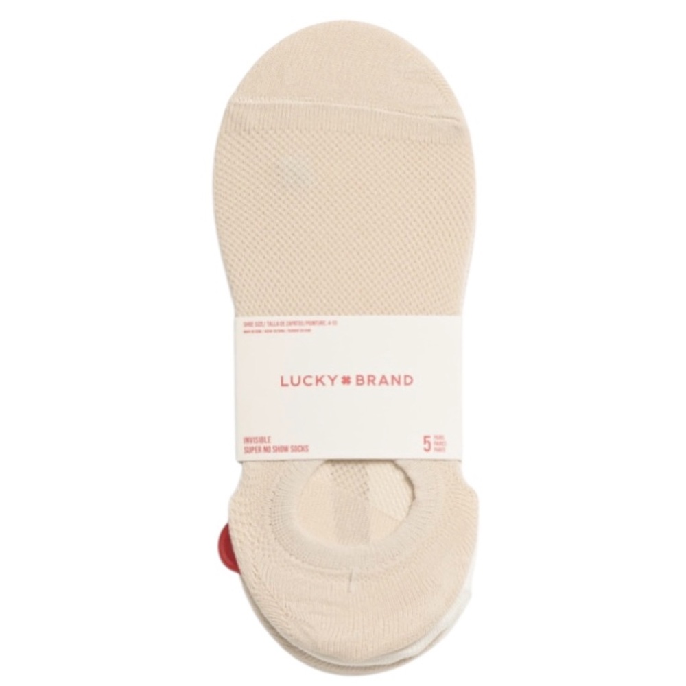 Lucky Brand 5pk Mesh Microfiber Super No Show Socks (NWT) (Shoe Size: 4-10)